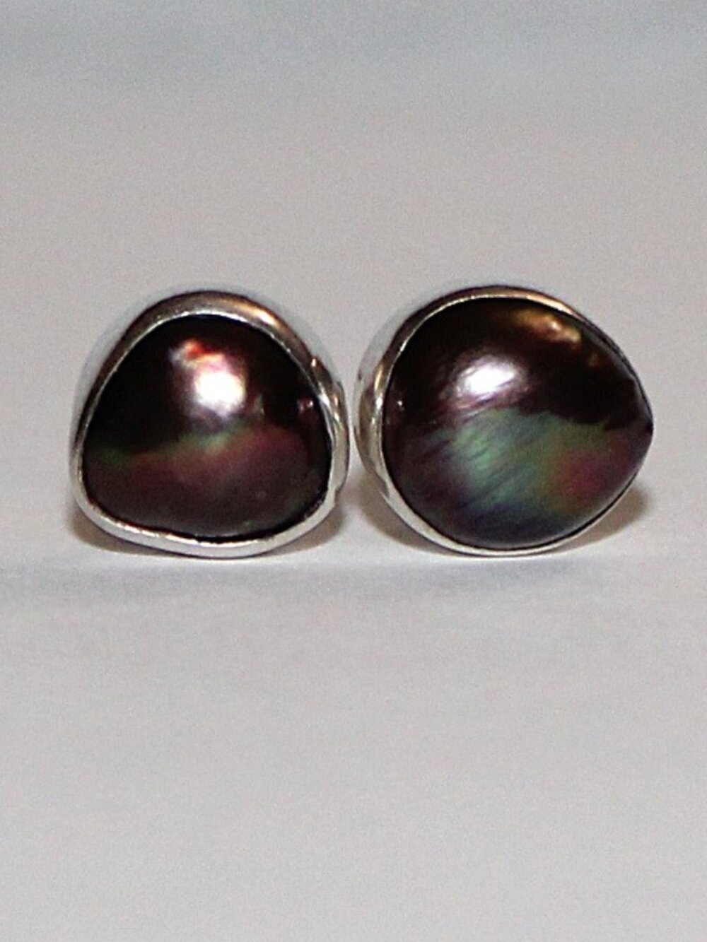 Sterling Silver Broque Pearl Stud Earrings